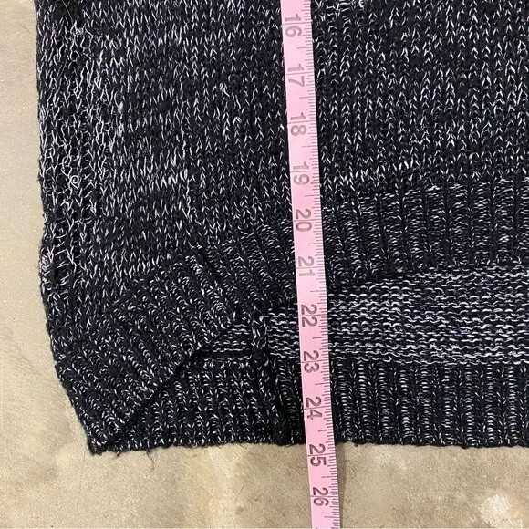 BCBG MaxAzria Cowl Neck Long Sleeve Slouchy Fit Distressed Knit Black Sweater S - Picture 5 of 14